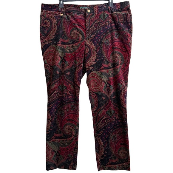 Lauren Ralph Lauren Pants - LAUREN RALPH LAUREN Vintage Velvet Paisley Preppy Colorful Y2K Pants Size 20W